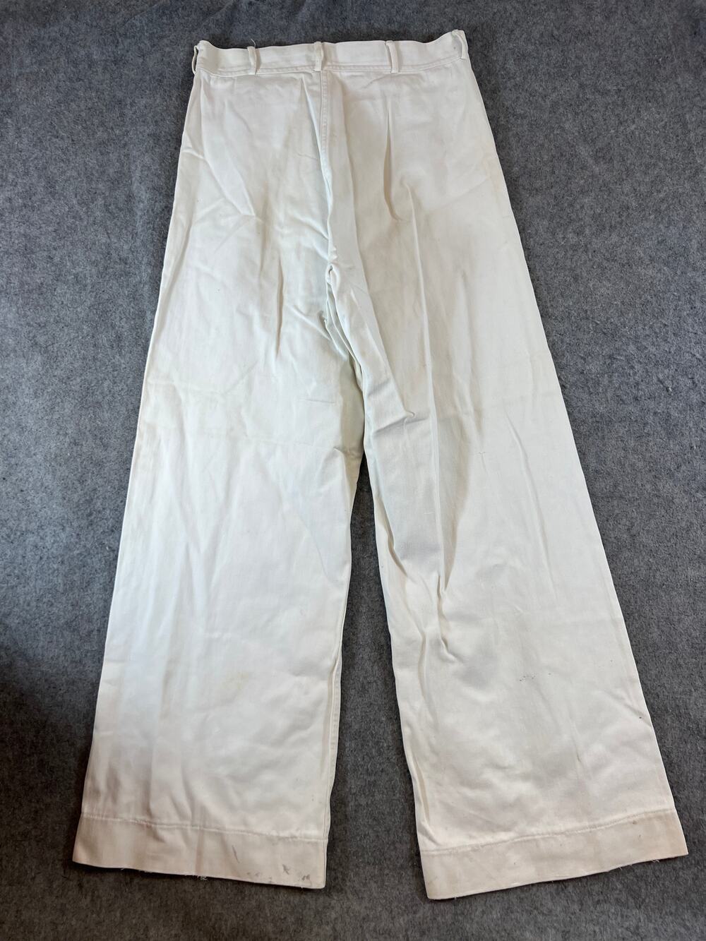 VINTAGE 50s US Navy Sailor Pants Mens 28x26 White Cotton Twill Wide Leg Military
